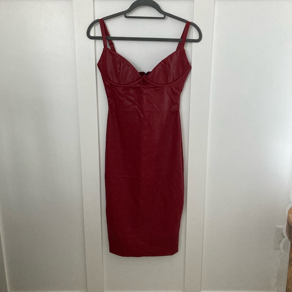 Red Faux Leather Dress size small